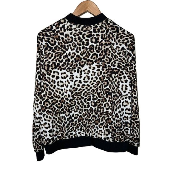 Susan Graver Large Leopard BOMBER JACKET Animal Print Sporty Coat QVC 14 16 NEW - Picture 3 of 11